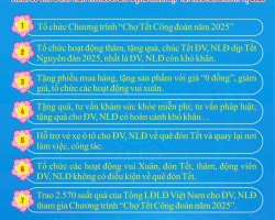 LĐLĐ tỉnh tổ chức các hoạt động chăm lo tết cho đoàn viên và NLĐ nhân dịp tết Nguyên Đán Ất tỵ năm 2025